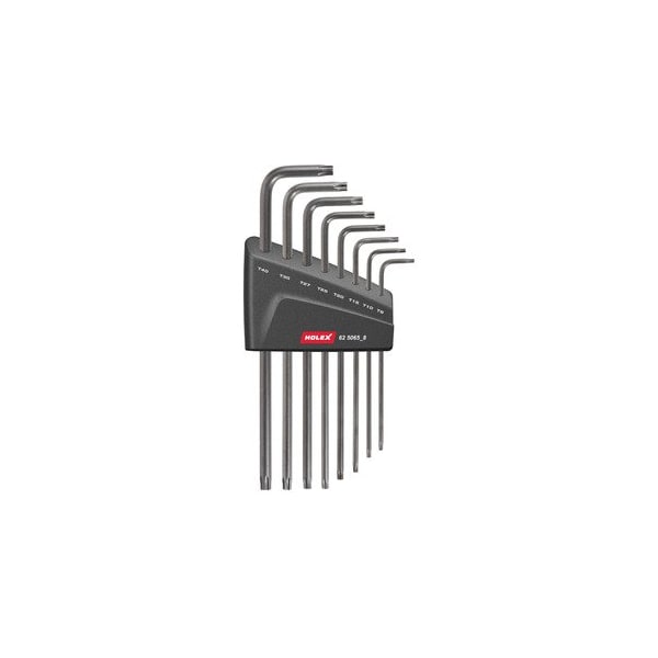 Torx L-wrench with Center Hole Set, 8 Pc, TX9 to TX40